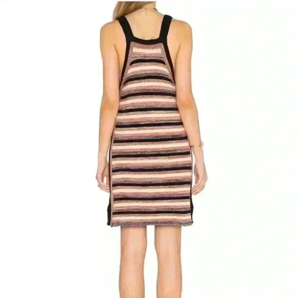 Free People Boho Retro Ruby Striped Crochet Knit Tank Dress Size Small - Picture 3 of 7